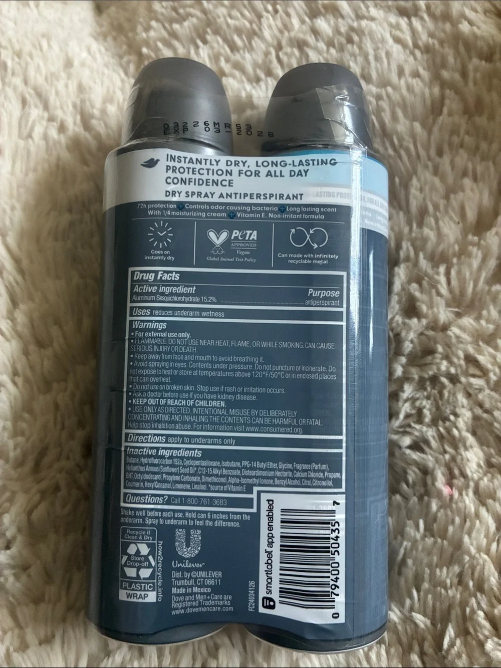 Men+Care Clean Comfort 72H Antiperspirant Spray -  (2 Pack)